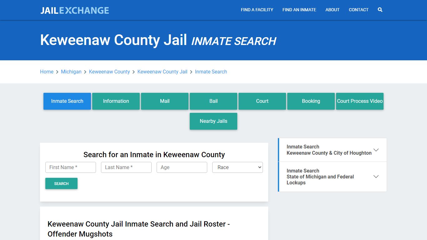 Keweenaw County Jail, MI Inmate Search: Roster & Mugshots