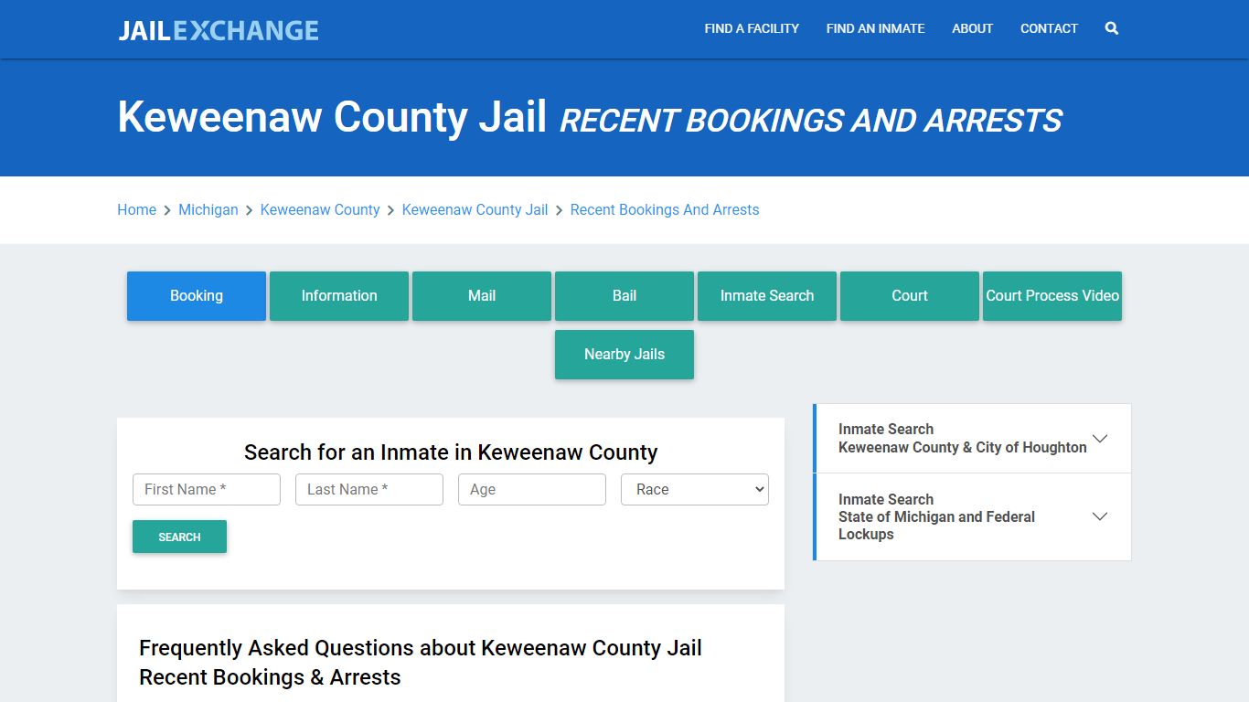 Keweenaw County Jail Recent Bookings And Arrests - Jail Exchange