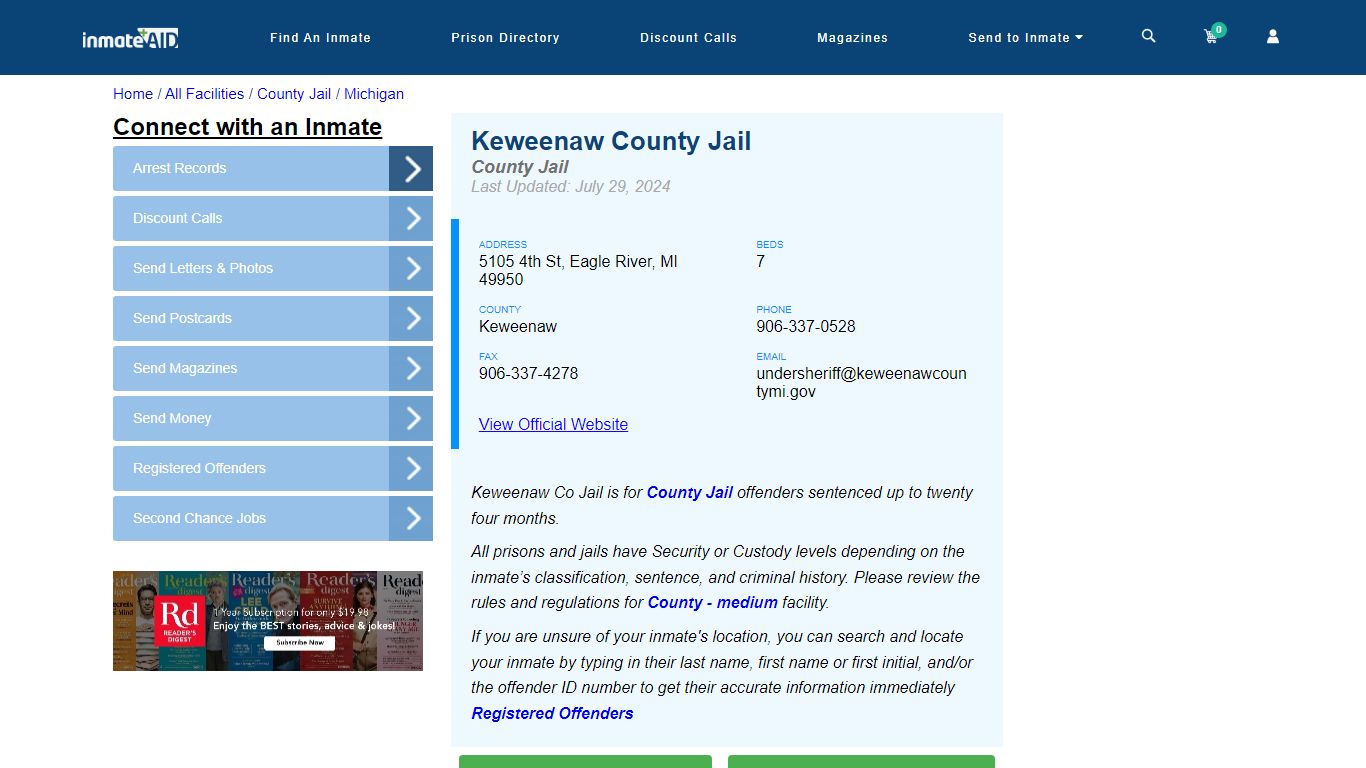 Keweenaw County Jail - Inmate Locator