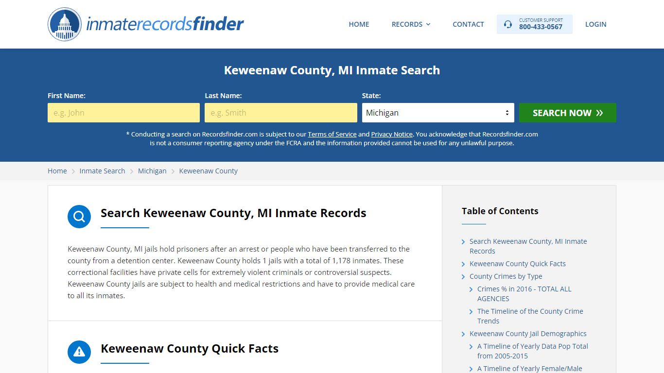 Keweenaw County, MI Inmate Lookup & Jail Records Online